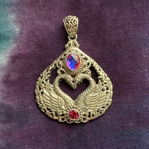 Bali Artisan Silver Swan Pendant Volcanic Quartz